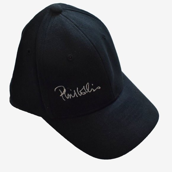 Phil Collins Mens White Signature Embroidered Black Ultra-Fit Hat Cap New - Picture 1 of 7